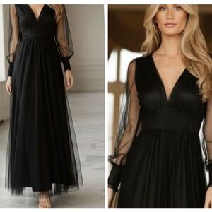 BALTIC BORN NWT Layla Whimsigoth Dark Fairycore Gothic Black Tulle Maxi Dress M